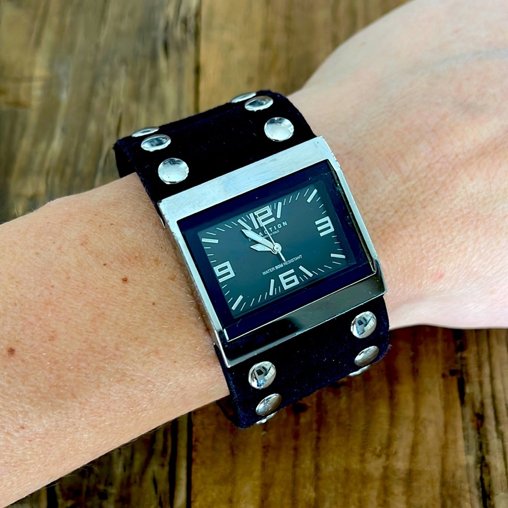 Kenneth Cole Reaction Black grommet watch bracelet - stylish and unique!